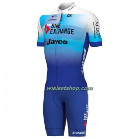 Fietskleding (Fietsshirt + Korte Koersbroek) 2022 BikeExchange Jayco - Wit Blauw